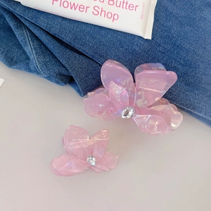 Haarklammer-Set aus Acetat in Blumenform mit Strasssteinen in zwei Größen