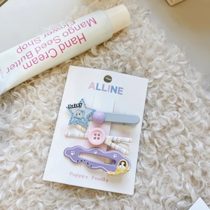 Set di fermagli per capelli in colori macaron con motivi a stella, gatto e bottoni per ragazze