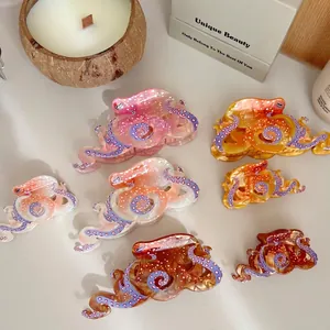 New Octopus Shape Acetate Hair Claw Clip Cute Shimmer Marine Animal Hairpin For Women Large Small Shark Clip Hair Accessories