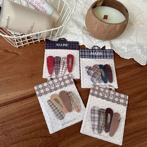 Korean Style Acrylic Plaid Solid Color Waterdrop BB Hair Clips Matte Texture Geometric Pattern Hairpins For Women Girls