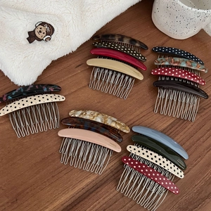Vintage Acetate Polka Dot Hair Comb Clip Elegant Tortoiseshell Marble Pattern Hair Stick Simple Hairpin For Women