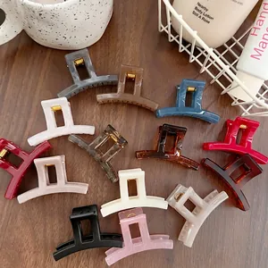 Geometric Square Hair Claw Clip For Women High Quality Plastic Shark Clip With Metal Spring Daily Hair Accessory