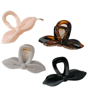 Pinces à cheveux papillon élégantes de 11,5 cm en rose, écaille, gris et noir mat