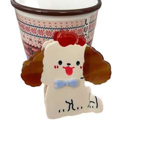 Pince à cheveux mignonne en acétate motif chien avec nœud coloré pour filles