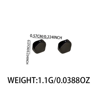 Minimalist black geometric stud earrings with polished finish and compact 0.57cm sizing