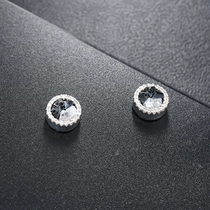 Boucles d'Oreilles Clips Magnétiques Rondes Pour Hommes Femmes Cuivre Micro Pavé Strass Cristal De Glace Sans Perçage