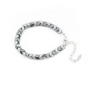 Rhombus hematite bracelet with arrow beads and stainless steel lobster clasp and chain