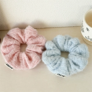 Ensemble de chouchous surdimensionnés en peluche tricotée rose et bleu pour l'hiver