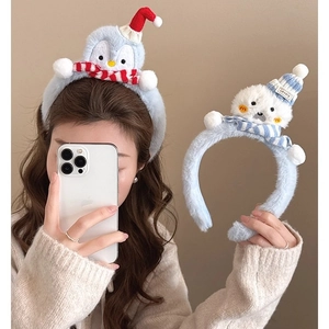 Serre-têtes en peluche pingouin et phoque pour femmes, accessoires cheveux doux de dessin animé