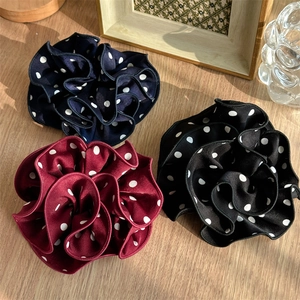 Vintage Polka Dot Hair Scrunchies Large Oversized Elastic Hair Ties For Women Korean Style Polyester Fabric Hair Accessories