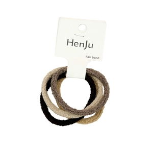 Minimalist high-elasticity seamless hair bands set in earth tones on white background