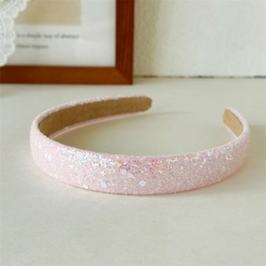 Sparkly pink sequin headband for women with glitter and high crown wide side design
