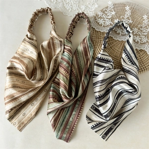 Three-piece set of bohemian floral hair scarves with elastic bands for hair styling