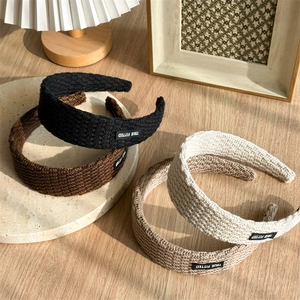 Women Wide Knitted Headband Non-Slip Handmade Solid Color Hair Band For Washing Face Daily Decor Vintage Hair Accessories