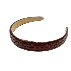Dark brown faux leather braided headband with 2025 minimalist plaid weave design