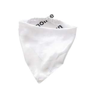 Elegant white satin triangle headscarf with elastic band and smooth silk texture finish
