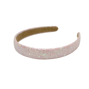 Pink sequin sparkling headband for women with non-slip brown velvet inner lining
