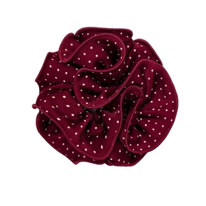 Polka dot oversized burgundy scrunchie for women with high elasticity and soft fabric texture