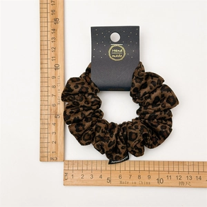 Chouchou imprimé léopard en daim, élastique cheveux 10cm avec étiquette faite main