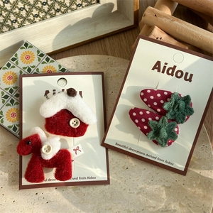 Pinces à Cheveux Cheval Fraise en Feutre Rouge Faites à la Main pour Femmes Filles Pinces BB Festives Barrettes Mode Accessoires Cheveux