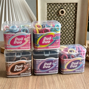 Elastic children hair tie sets in colorful storage boxes for gentle high-stretch hairstyling
