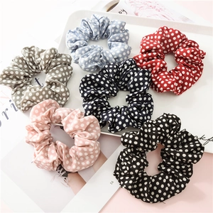 Lot de 6 chouchous colorés à pois en mousseline pour coiffures et accessoires cheveux