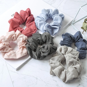 Korean Style Striped Fabric Scrunchies Elegant Elastic Hair Ties For Women Casual Daily Hair Styling Accessories Headwear