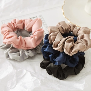 Lot de chouchous en satin de soie rose, gris, champagne, bleu marine et noir pour femme