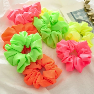 Set di elastici per capelli fluorescenti in chiffon rosa, arancione, verde e giallo