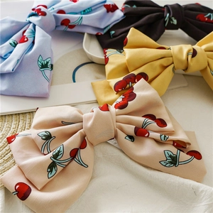 Barrettes à cheveux en mousseline à motif cerise en bleu, jaune et rose pour femme