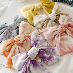 Lot de barrettes à cheveux nœud papillon tie-dye colorées en tissu mousseline