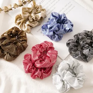 Minimalistisch Kunstleer Scrunchies Voor Dames Hoge Elasticiteit Handgemaakt Metalen Textuur Haarbanden Modieus Dagelijks Haaraccessoires