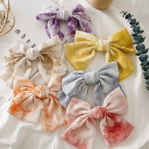 Mode Grande Pince À Cheveux Nœud Tie Dye Pour Femmes Tissu Pince À Ressort Française Accessoires De Coiffure