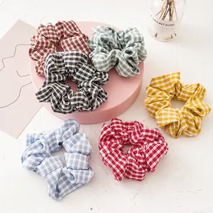 Elastico per Capelli in Tessuto Stile Coreano per Donna Classico Motivo a Quadri Gingham Alta Elasticità Grande Elastico Accessorio Capelli