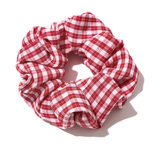 Elastico per capelli classico a quadretti vichy rosso e bianco ad alta elasticità