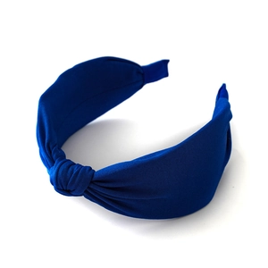 Classic royal blue knotted headband with textured knit fabric for women fashion accessory
