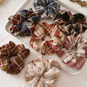 Style Coréen Tissu Plaid Chouette Anneau Cheveux Femme Doux Minimaliste Élastique Cheveux Carreaux Accessoires