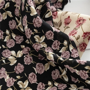 Close-up of floral print fabric with vintage roses and soft texture for hair band