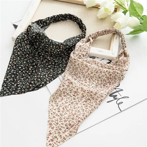 Floral print elastic headscarf set with yellow and pink flowers on decorative background