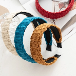 Vintage Women Knit Headband Woolen Yarn Solid Color Crochet Hair Band Winter Autumn Warm Wide Hair Hoop Hair Accessories