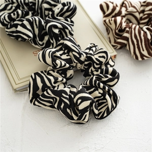 Fashionable zebra print scrunchie set with high elasticity for elegant hair styling