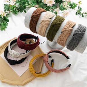 Lot de bandeaux tricotés avec nœud en plusieurs couleurs, style coréen en laine douce
