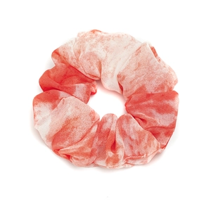 Grande elastico per capelli in chiffon con motivo tie-dye rosso e bianco marmorizzato