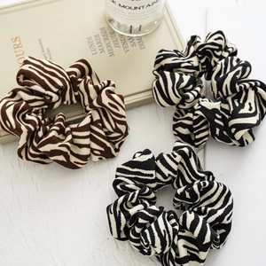 Fashion Zebra Stripe Fabric Scrunchie High Elastic Hair Tie For Women Stylish OL Commuter Animal Print Hair Accessory