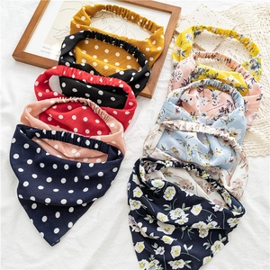 Bandeau Triangle Imprimé Floral à Pois pour Femmes Bandeau Cheveux Élastique en Tissu Bandana Boho Accessoires Cheveux