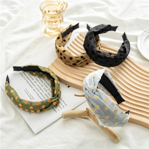 Women Polka Dot Knotted Wide Headband Retro Fabric Hair Band Non-Slip Vintage Hair Hoop Elegant Daily Hair Accessories