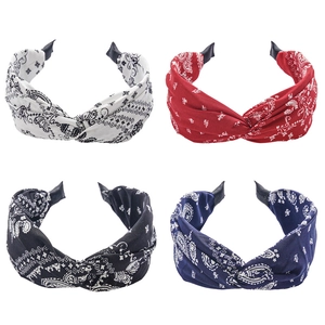 Serre-tête Vintage Paisley pour Femmes avec Nœud Torsadé Bandana Large en Tissu Imprimé Accessoires Cheveux Élastiques Style Bohème