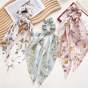 Floraler Satin-Band-Haargummi für Damen Großer Haarschmuck mit Schleife Elegante französische Accessoires