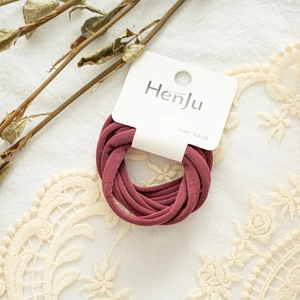 Set of dark red and deep pink high-elastic hair bands with white packaging card
