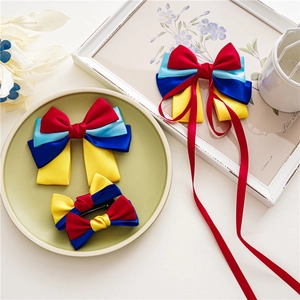 Barrettes à Cheveux Nœud en Ruban de Satin Style Princesse Doux Multicolore Avec Longs Rubans pour Accessoires de Cheveux Filles